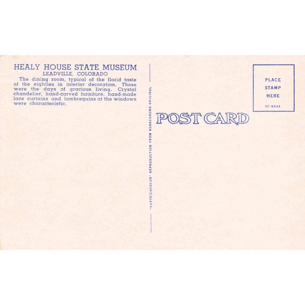 Healy House State Museum Leadville Colorado Victorian Dining Room Postcard - Picture 2 of 2